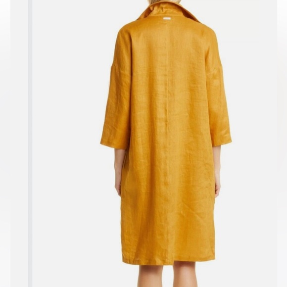 MaxMara | Derris V-Neck Linen Dress in Ochre - Picture 6 of 16